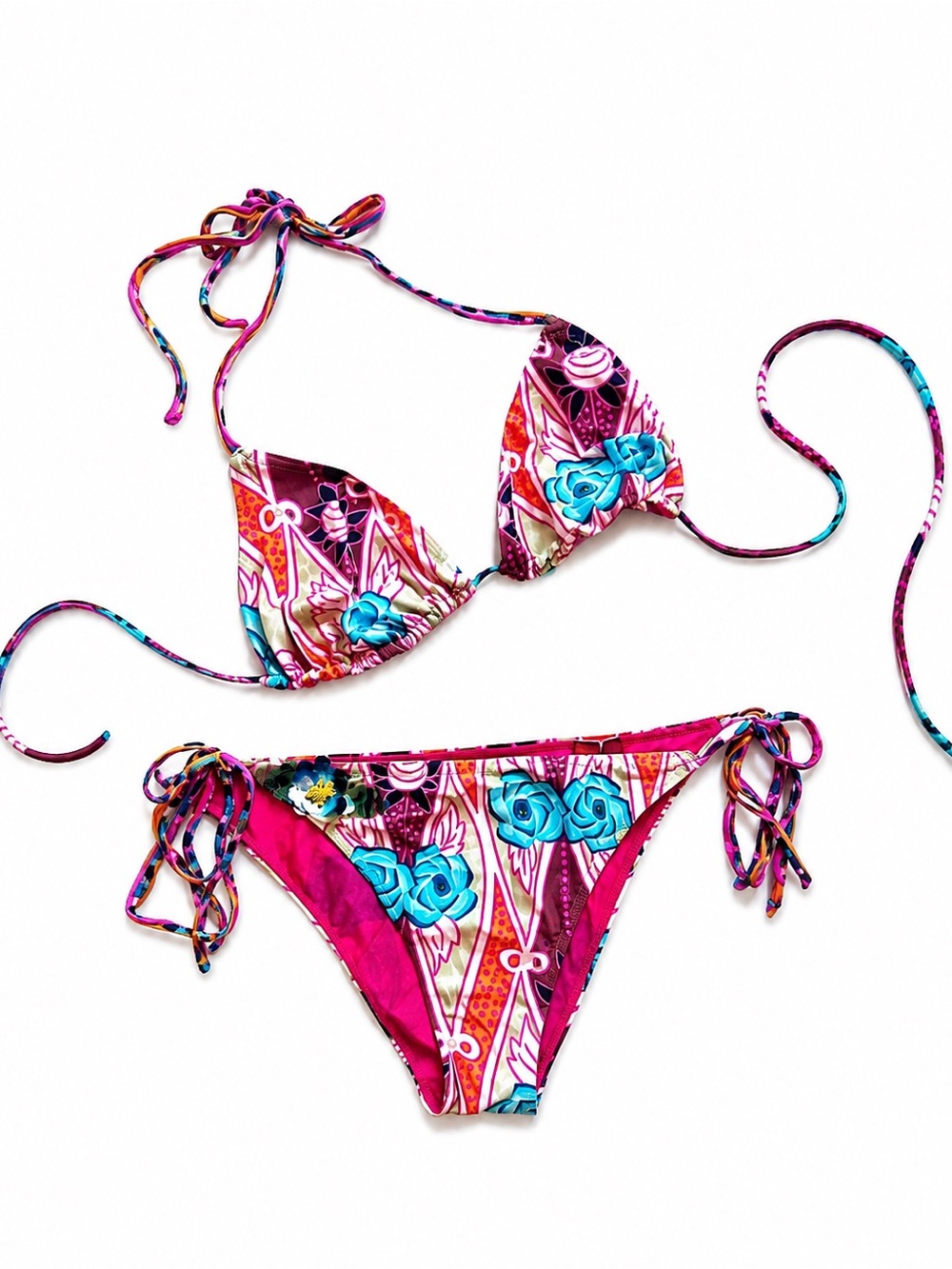Missoni Mare Two Piece Pink Floral Sequin Bikini 40/S